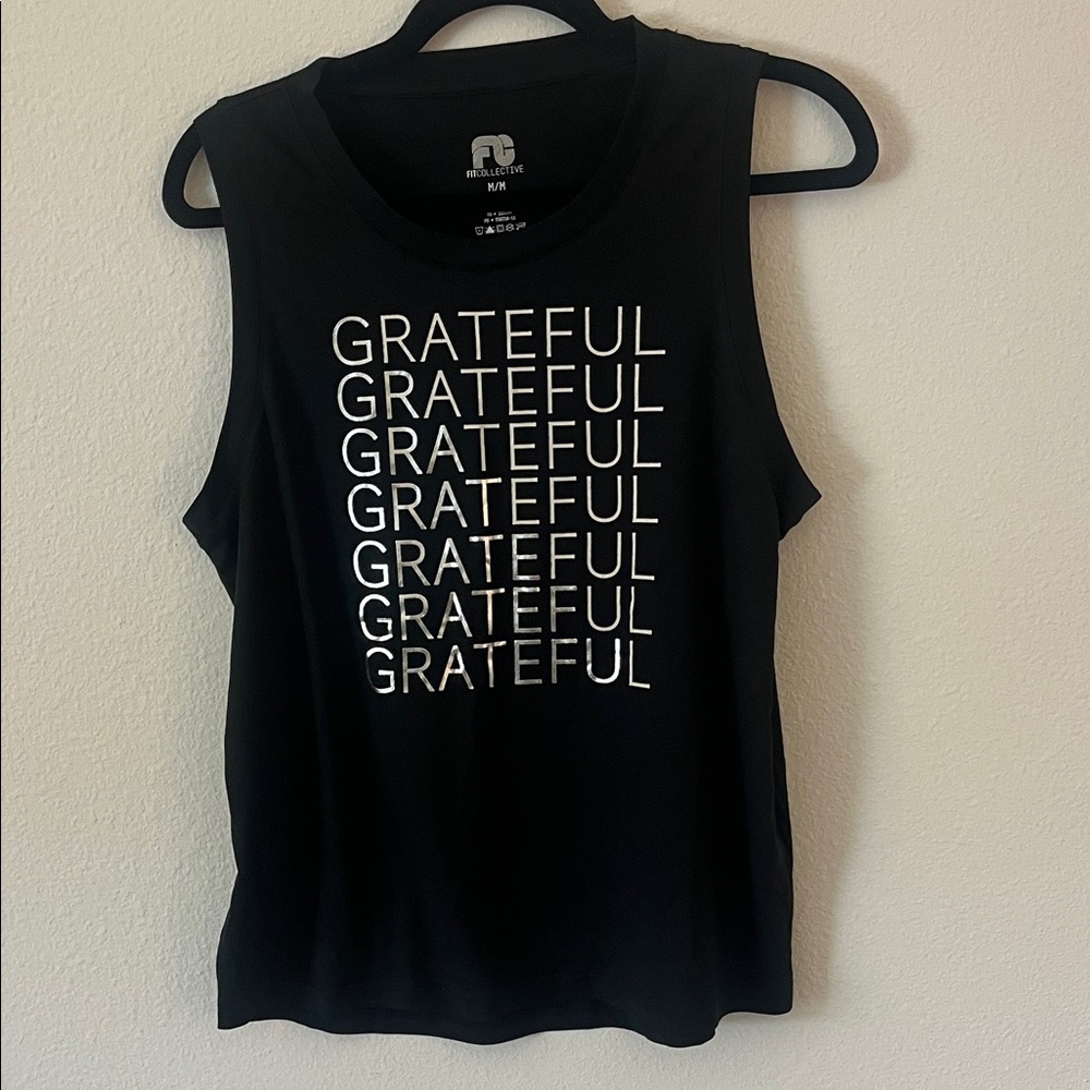 Black 'Grateful' Graphic Muscle Tank Sz M